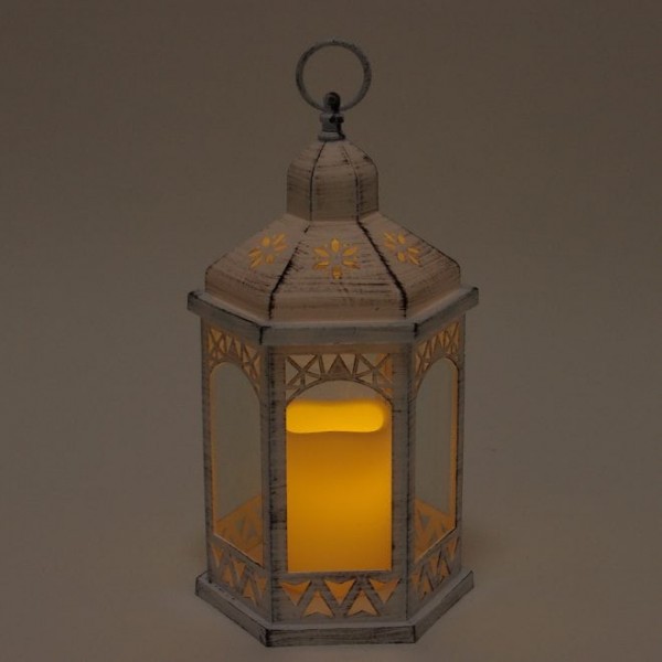 Свічник-ліхтар зі свічкою LED білий Flora 32703