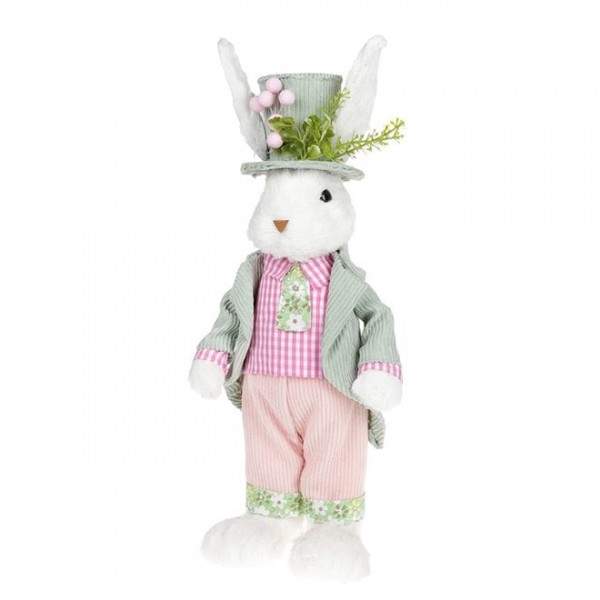 Декоративна Пасхальна фігурка Кролик у капелюсі 45 см. Flora 42046