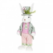 Декоративна Пасхальна фігурка Кролик у капелюсі 45 см. Flora 42046
