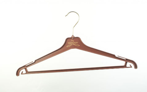 Плічка Hoz пластикові костюмні з поперечиною для штанів 45см шоколадно-коричневі корпоративні
