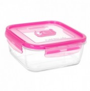 Контейнер PureBox квадратний з рожевою кришкою 1220мл Luminarc P4594 харчовий