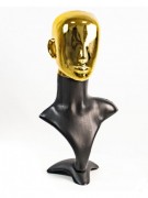 Манекен Hoz бюст черный с хромированной головой Аватар (золото) MN-3342