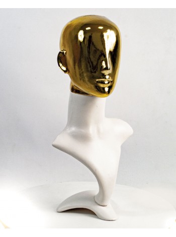 Манекен Hoz погруддя біле з блискучою головою Аватар (золото) MN-3341