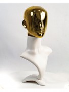 Манекен Hoz бюст белый с блестящей головой Аватар (золото) MN-3341