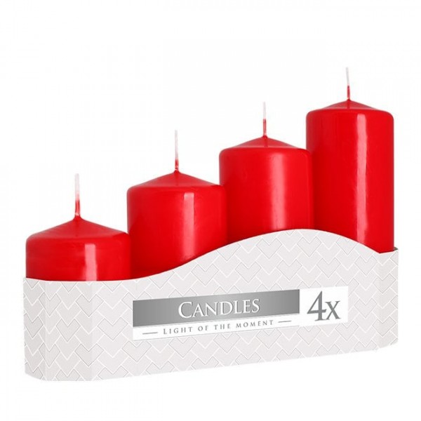 Комплект червоних свічок Flora Циліндр 5х7,9,11,13 см. (4 шт.) 27378