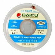 Обшивка для удаления припоя BAKKU BK-2515, 2,5mm x 1,5m, Box