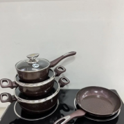 Набор посуды для дома со сковородой гранит круглый ( 7 предметов) НК-314 кофе