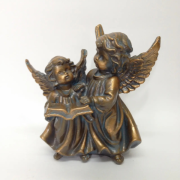 Статуетка Ангелочки з книгою перламутрового кольору 20 см (1009) Бронза