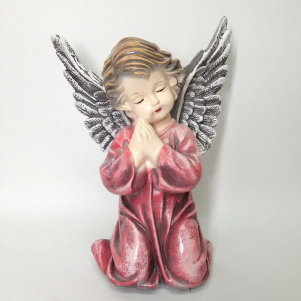 Статуетка з гіпсу Ангелочок з крилами 28 см (1010) Червоний