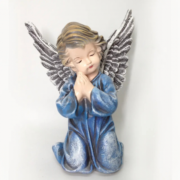 Статуетка з гіпсу Ангелочок з крилами 28 см (1010) Синій