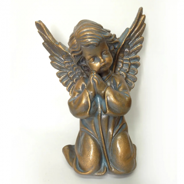 Статуетка з гіпсу Ангелочок з крилами 28 см (1010) Золотистий