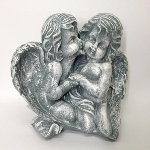 Фігура для дачі Ангелочки пара на камінні 27 см (1006)