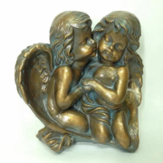 Фігура для дачі Ангелочки пара на камінні 27 см (1006) Золотистий