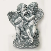 Статуетка Два ангели на камінні 38 см (1005) Сірий