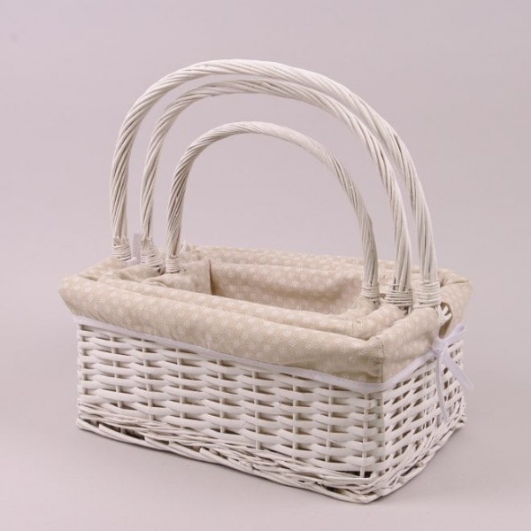 Комплект білих кошиків із тканиною Flora 3 шт. 38006