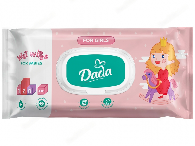 Влажные салфетки детские Dada Для девочек без запаха 120шт клапан 909507