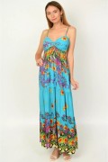 Платье женское голубое с цветами L 526