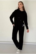 Жіночий костюм з тканини рубчик чорного кольору  M 8363 155230