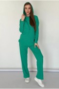 Жіночий костюм з тканини рубчик зеленого кольору M 8363 155228