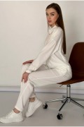 Жіночий костюм з тканини рубчик білого кольору L 8366 155226