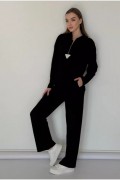 Жіночий костюм з тканини рубчик чорного кольору M 8366 155225