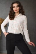 Рубашка женская бело-розового цвета с узором размер 	S 012 154899