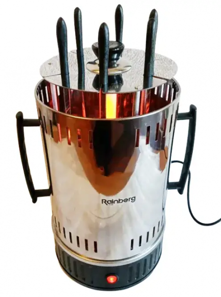 Електро шашличниця на 6 шампурів Rainberg RB-8612 3200Вт шашличниця електрична BBQ