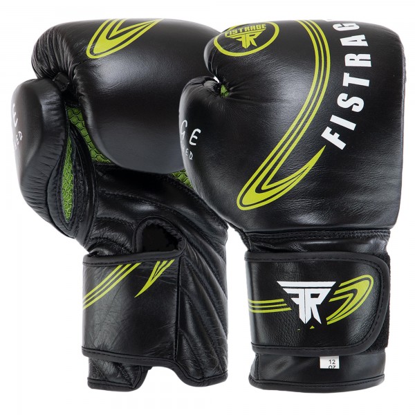 Перчатки боксерские профессиональные SP-Planeta VL-8498 12 унций чёрный с зелёным