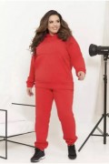 Спортивный костюм женский на флисе красного цвета батал 2XXL 150808