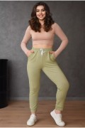 Спортивные штаны женские оливкового цвета однотонные р.58 154734