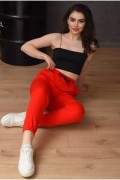 Штаны спортивные женские с ткани лакоста красного цвета XL 155048