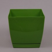 Горшок пластмассовый c подставкой Flora квадрат оливковый 13.5х13.5см.  91551