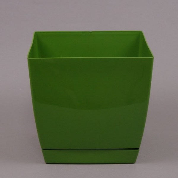 Горщик пластмасовий з підставкою Flora квадрат оливковий 24х24см.  91585