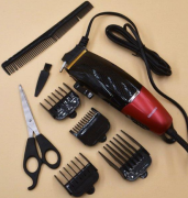 Машинка для стрижки волосся Geemy провідна тример з насадками Чорно-червона (GM-807)