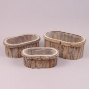 Комплект овальных деревянных кашпо Flora 3 шт. 38741