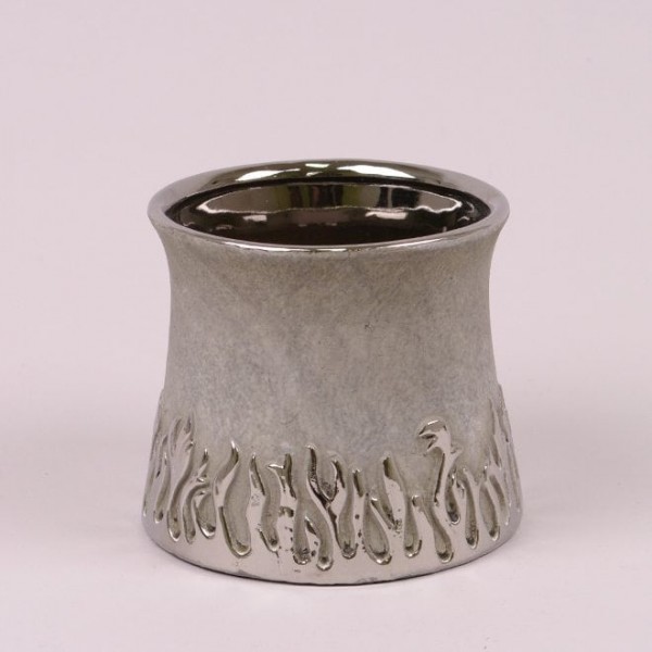 Кашпо керамическое Flora серебряное H-11.5 см. 38493