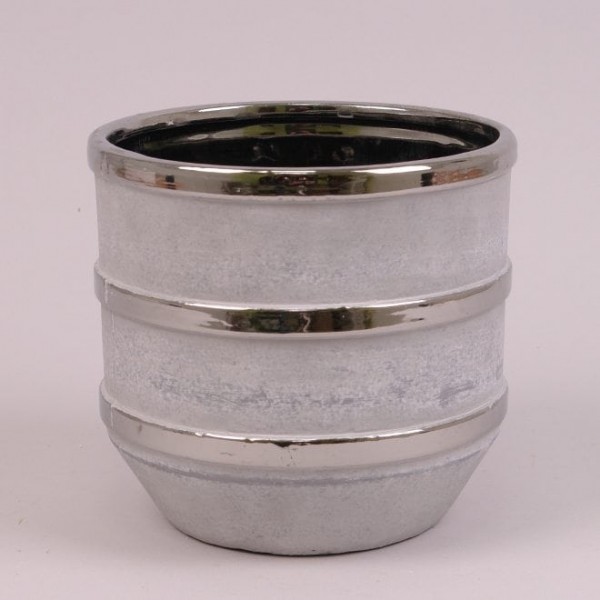 Кашпо керамічне Flora зі срібними смужками H-17 см. 39103