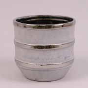 Кашпо керамическое Flora с серебряными полосками H-17 см. 39103