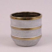 Кашпо керамическое Flora с золотыми полосками H-14.5 см. 39104