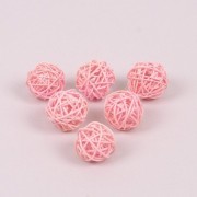 Шары из ротанга Flora розовые 6 шт. D-3 см. 8876