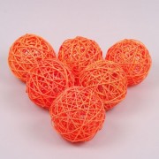 Шары из ротанга Flora оранжевые 6 шт. D-12 см. 8913