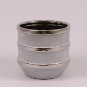 Кашпо керамическое Flora с серебряными полосками H-14.5 см. 38491