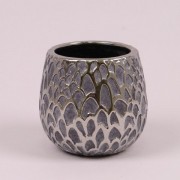 Кашпо Flora керамическое серебряное H-12 см. 38475