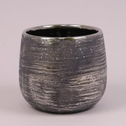 Кашпо керамическое Flora серебряное H-15.5 см. 39109