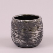 Кашпо керамическое  Flora серебряное H-10.5 см. 38477