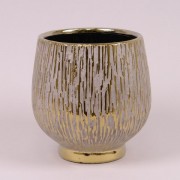 Кашпо керамическое Flora золотое H-20 см. 38485