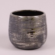 Кашпо керамическое Flora серебряное H-13 см. 38503