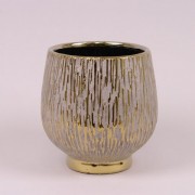 Кашпо керамическое Flora золотое H-17 см. 38487