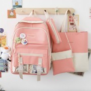 Рюкзак 4 в 1 школьный для девочки пудра Kay (набор: рюкзак, шоппер, пенал, сумочка)