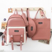 Рюкзак 4 в 1 школьный для девочки темно-розовый Kay (набор: рюкзак + сумка + пенал + бананка)